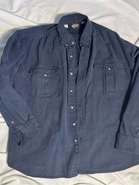Vintage 90s Guide Gear Men's Navy Button-Down Work Shacket